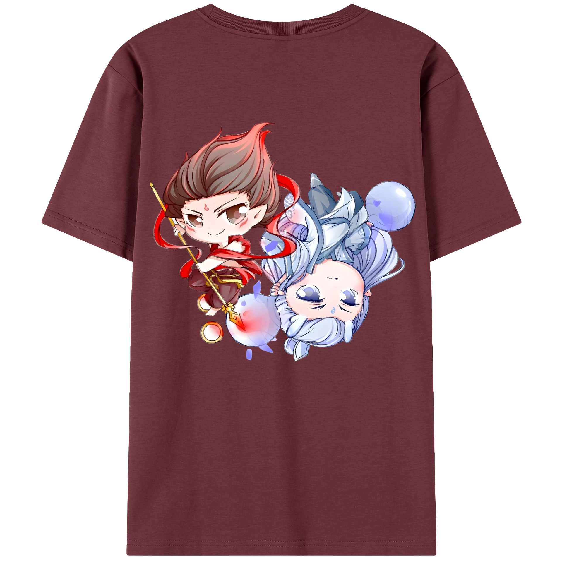 （画像用） Ne Zha 2 ナタ 魔童の大暴れ 綿100％半袖Tシャツ（背面プリント）